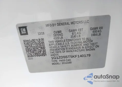 2019 Chevrolet Malibu Lt from USA, damaged, VIN 1G1ZD5ST5KF140179
